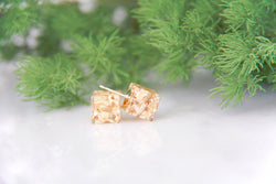 Botanical Gold leaf Cube Earrings